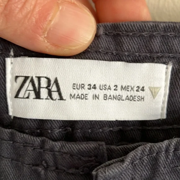 Zara high waisted wide leg cargo pants grey size 2 NEW - Picture 6 of 10